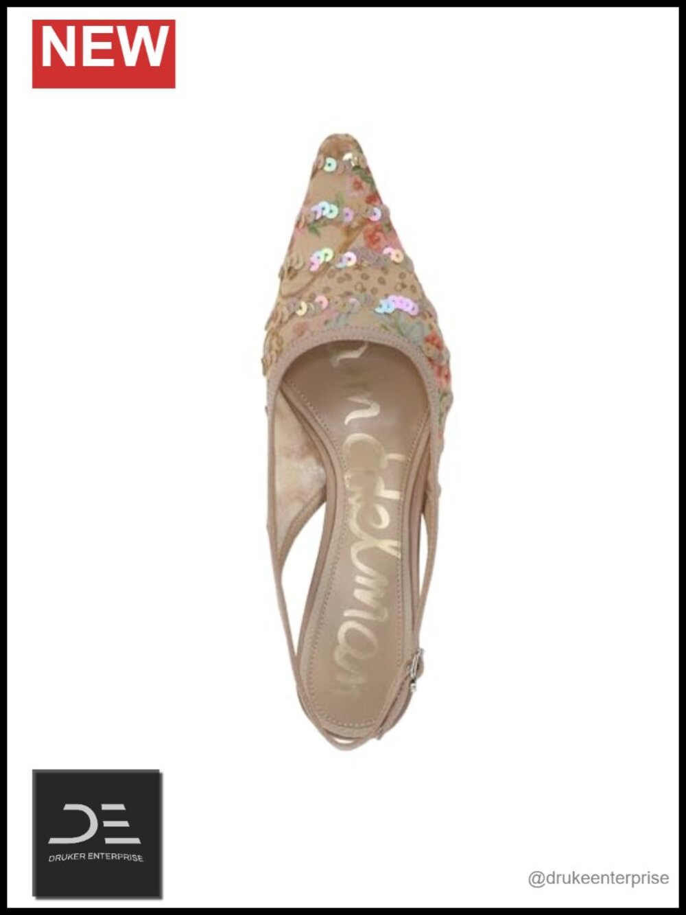 Pointed Toe Kitten Heel Slingback Pumps with Buckle - Picture 5 of 6